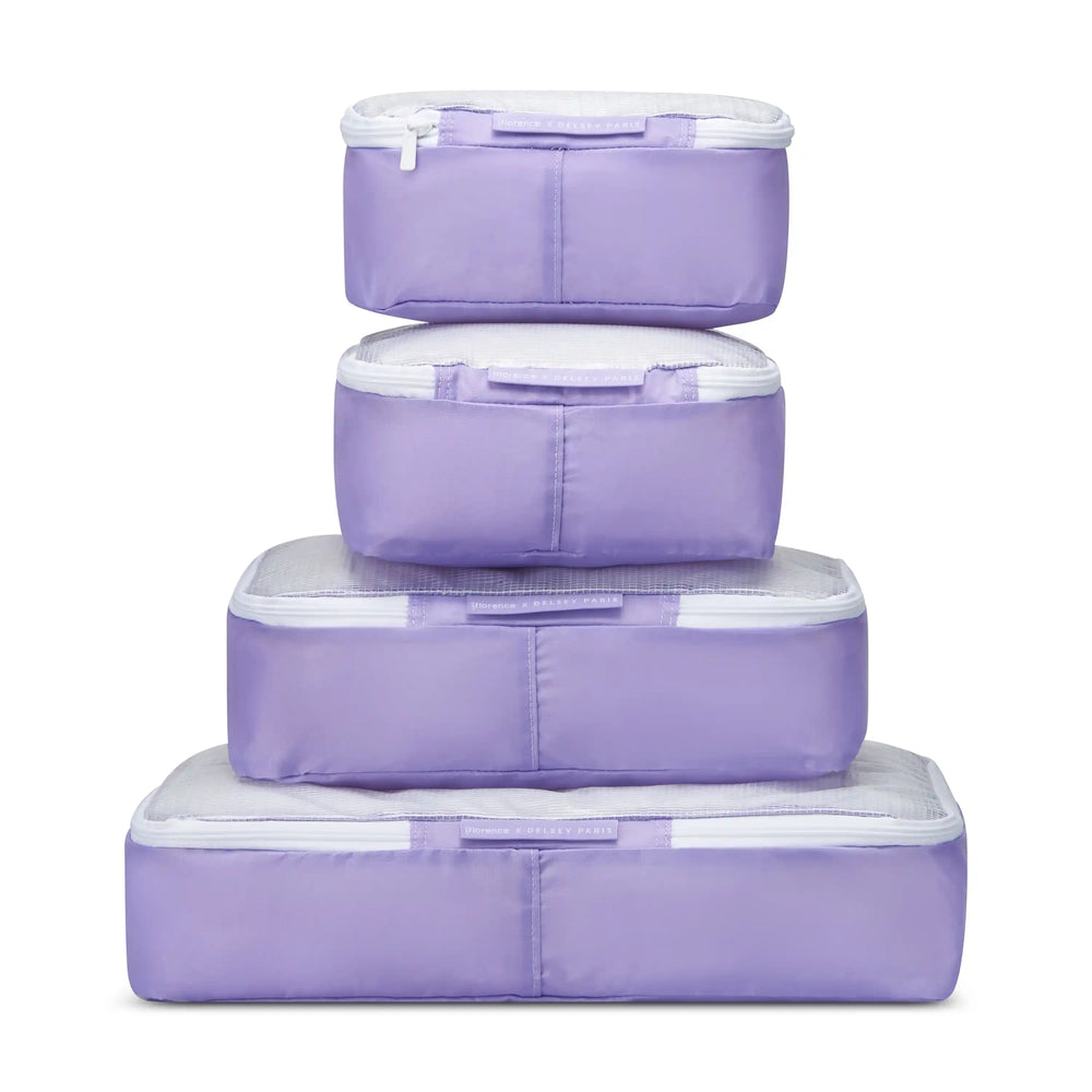 Lavender NO DRAMA packing cubes from florence by mills and DELSEY PARIS